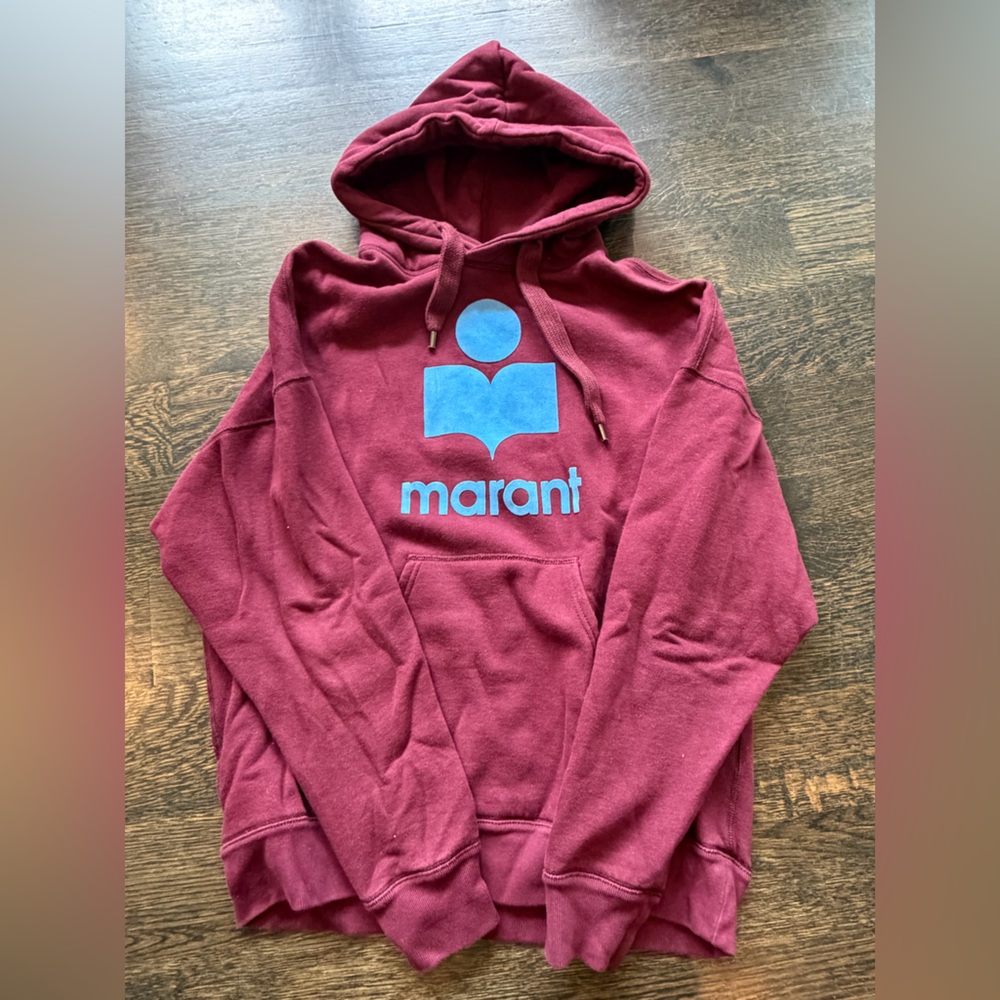 Isabel Murant Burgundy Zip-Up Sweater with Blue Logo